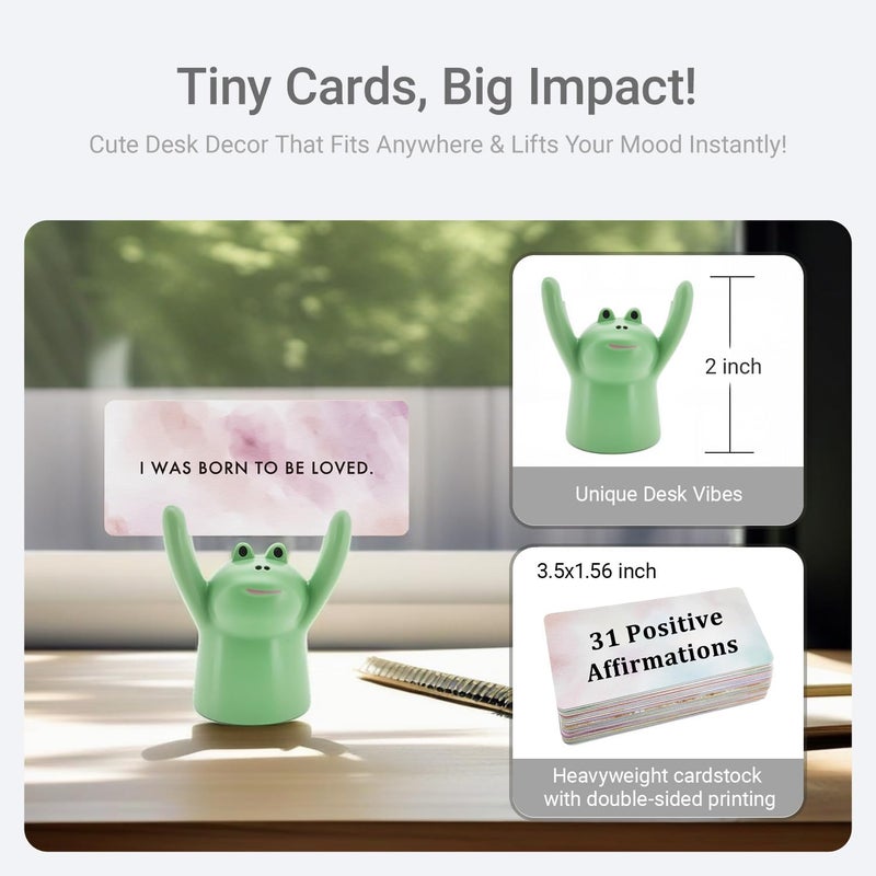 ZEARPT Affirmation Card Deck for Women, Self Care Gift, Positive Affirmation Cards with Holder, Gift for Her, Daughter, Niece, Sister, Daily Affirmations, Midlife Manifestation Gift (Green - Frog) - Image 4